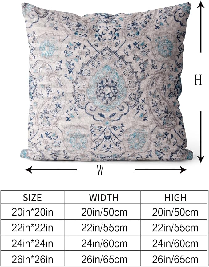 Snycler Boho Throw Pillow Covers 26x26 inch Set of 2 Terracotta Rust Blue Colored Throw Pillows Double Sided Boho Home Soft Decor for Bedroom Living Room Couch & Sofa (No Inserts)