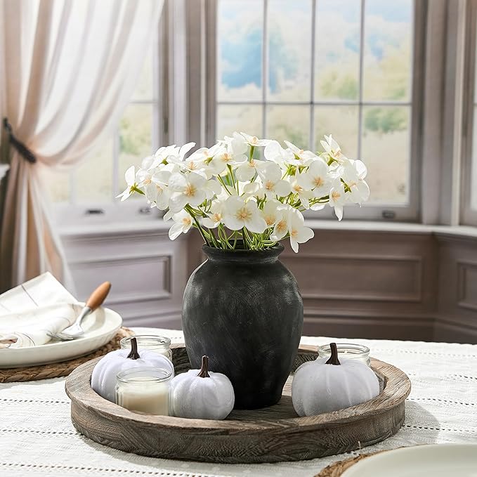 5.94" Ceramic Vase for Home Decor, Decorative Terracotta Farmhouse Rustic Vases for Living Room Kitchen Bedroom Bathroom Entryway Mantel Table, Pottery Vases for Grass Pampas Dried Fresh Flowers
