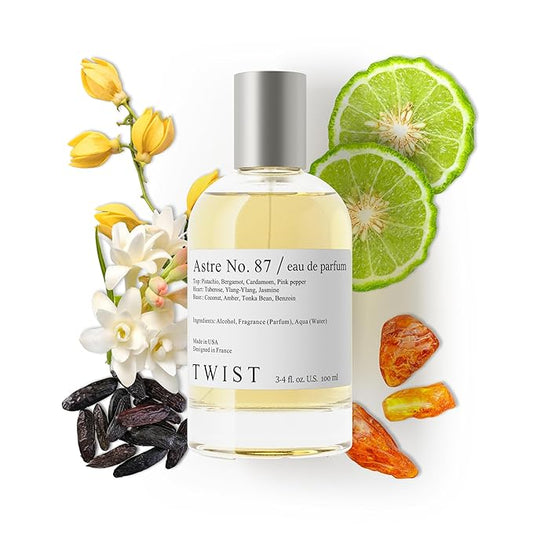Twist Astre No. 87 - Eau De Parfum Inspired by T. Ford Soleil Blanc, Long-Lasting Perfume For Women & Men, Paraben Free, Vegan, Clean Ingredients, Unisex Fragrance - Spray 100 ml (3.4 fl. oz.)