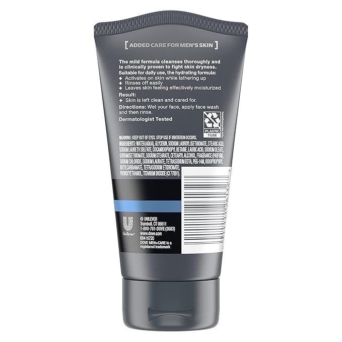 DOVE MEN + CARE Face Wash Hydrate Plus Skin Care, 5 Oz, (Pack of 3)