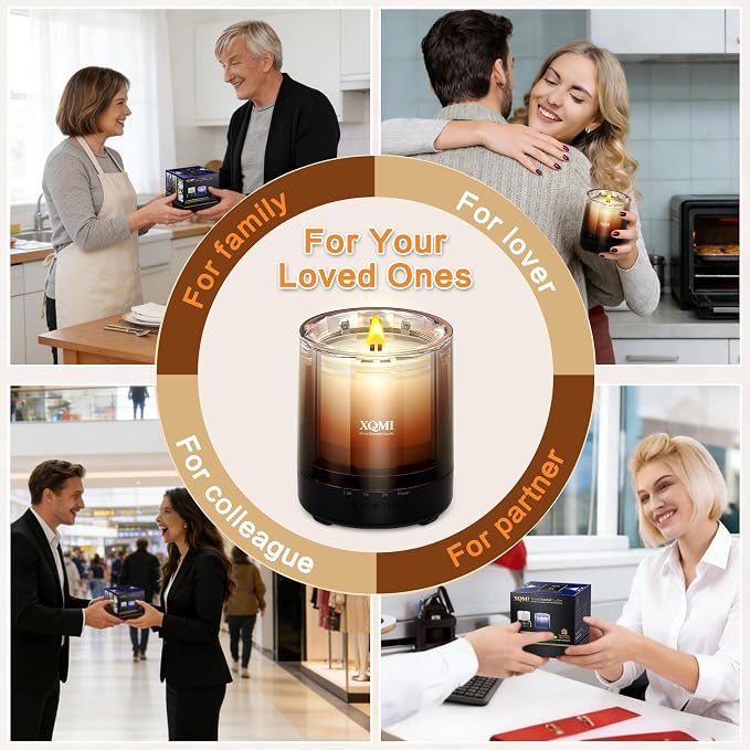 Smart Scented Candle with Remote for Home, Pumpkin&Cinnamon, Toffee Apples, Harvest Season, Soy Wax Lasting 35H, Gift for Birthday Mother's Thanksgiving Day Present