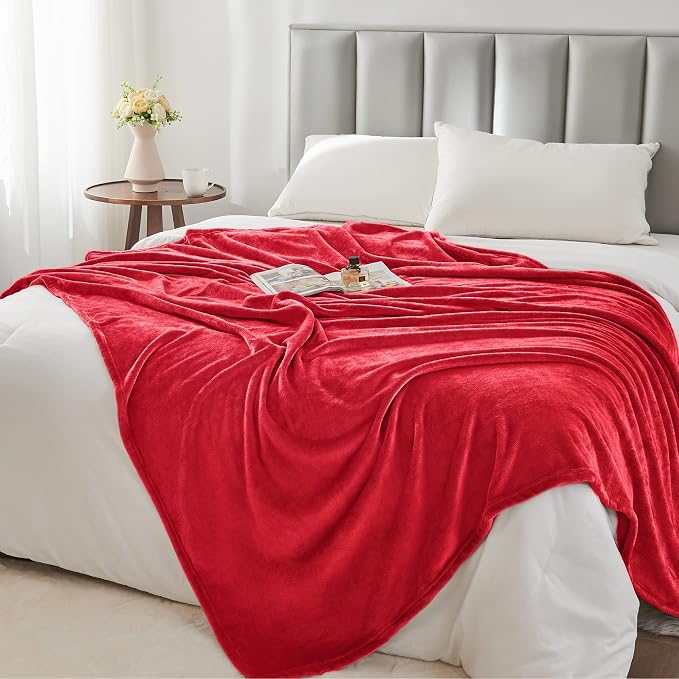 BEDELITE Fleece Blanket Soft Plush Throw for Couch Red 50"x70" | Ultra Soft Fleece, Plush Microfiber, Lightweight Warmth, All Season Comfort, Fade Resistant, Machine Washable, Couch Sofa Bed