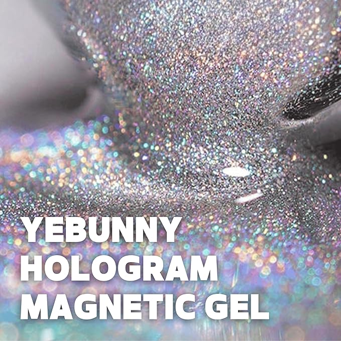 Korean Holographic Rainbow Magnetic Gel Nail Polish Cat Eye Effect Beauty Glitter Premium Professional Home Salon Quality Gift DIY RainbowNail Art UV LED Gel 15ml