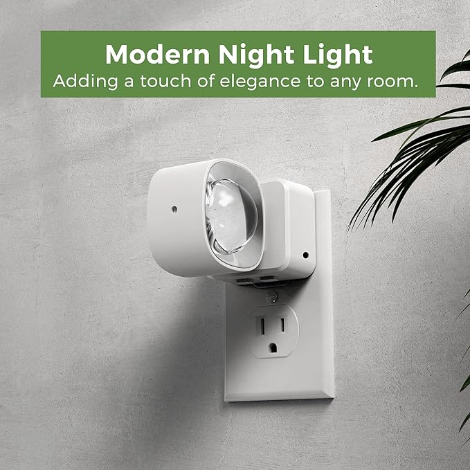 L LOHAS LED Night Lights Plug into Wall, Night Light Projector Light Sensor | Dusk to Dawn Sensor, Rotating White Nightlight for Kids, Soft White Ambient Lighting for Bathroom, Gaming Room, Gifts,1 Pack
