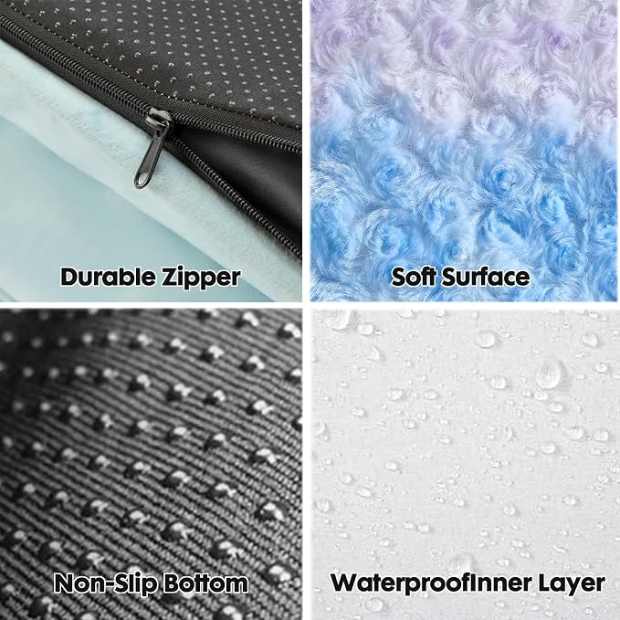 BFPETHOME Orthopedic Washable Dog Bed, Sleeping Couch for Large Senior Dogs | Deluxe Plush Rose Velvet Washable Cover, Egg Crate Foam Support, Waterproof Lining, Non-Slip Bottom, Senior Dogs