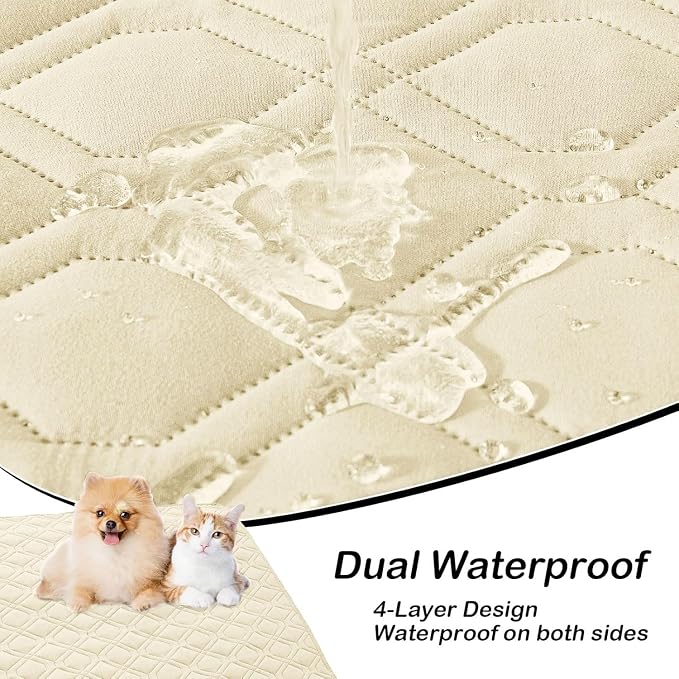 Waterproof Dog Bed Blanket - Soft Pet Blanket & Sofa Cover for Dogs | Reversible Washable Furniture Protector, Couch Covers for Pets (30x53 Inch, Beige/Beige)