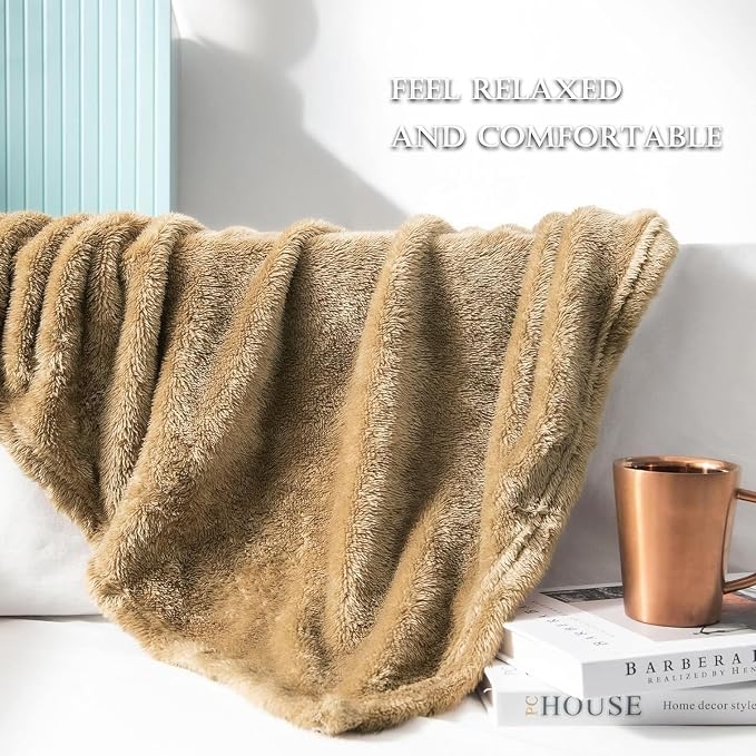 Exclusivo Mezcla Fuzzy Plush Fleece Bed Blanket King Size, Brown | 104x90 Inches, Super Soft and Cozy Bed Blanket, Fluffy Decorative Bedding for Livingroom, Bedroom, All Season
