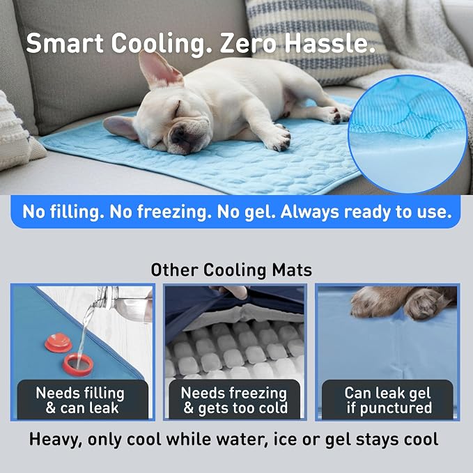 INSPECTOR TAIL Dog Cooling Mat, Indoor & Outdoor, XL Self Cooling Pad | No Freeze Needed, Breathable, Washable, Portable Cooling Mat for Dogs with Travel Bag, Fits Car, Crate, Floor & Bed, 47"x31"