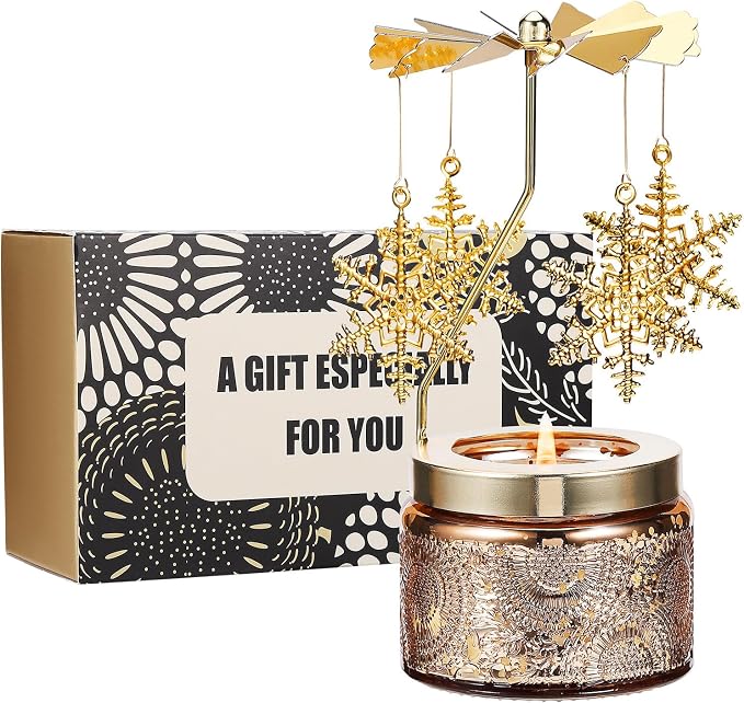 Snowflake Rotating Scented Candle, Gifts for Women Mom Daughter Sister Wife | Birthday Gifts for Women Friendship, Unique Candle Gift for Christmas Anniversary Mothers Day