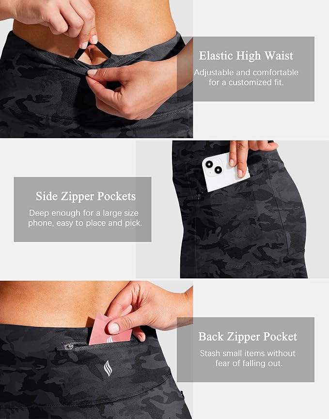 19" Ruffled Golf Skirts for Women | 3 Zipper Pockets, Knee Length, High Waisted, Long Skorts for Athletic, Casual, Tennis, Pickleball