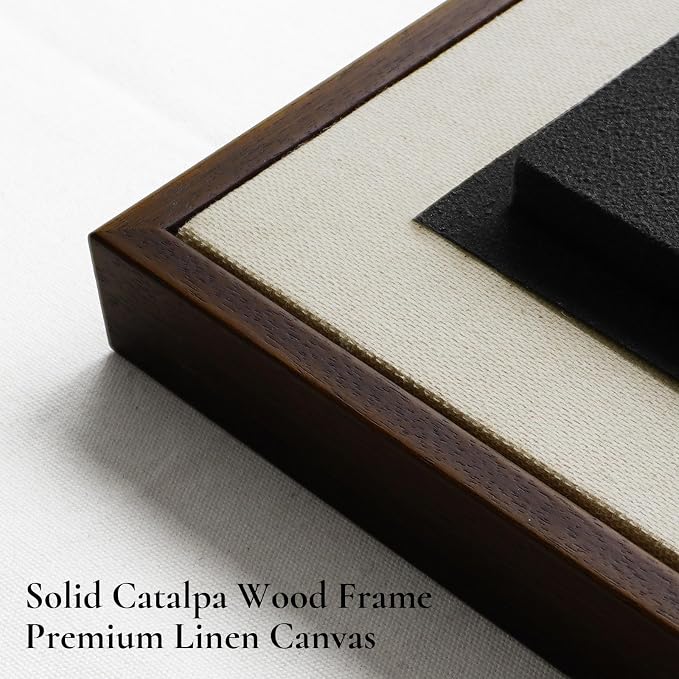 Thalasse Modern Abstract Wall Art Bedroom Framed 3D Black White 16x24 In | Textured geometric sandstone minimalist pictures, office meeting room decor, 2 piece set