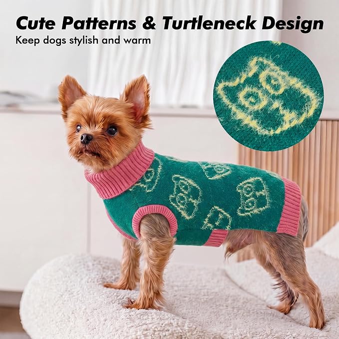 IDOMIK Turtleneck Dog Sweaters for Medium Dogs, Soft Knit Dog Sweater,M | Sleeveless Pet Pullover Sweatshirt, Warm Winter Dog Sweater Medium Size Dog, Cozy Dog Apparel Clothes for Christmas Wear