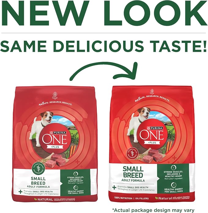 Purina ONE Plus Small Breed High Protein Dry Dog Food, Lamb, 15 lb Bag | Lamb & Rice Formula, natural kibble with a Smartblend of ingredients to support small dog health and energy