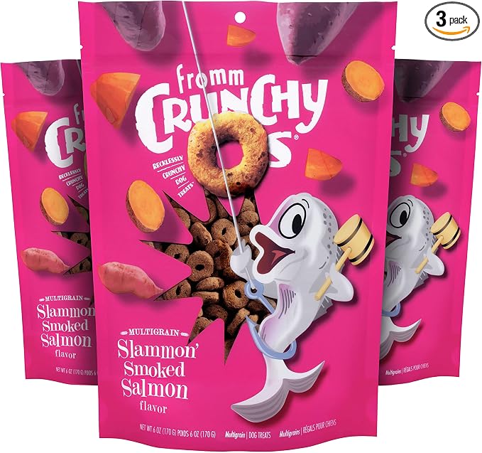 Fromm Crunchy Os Slammon' Smoked Salmon Dog Treats - (3) 6 oz Bags
