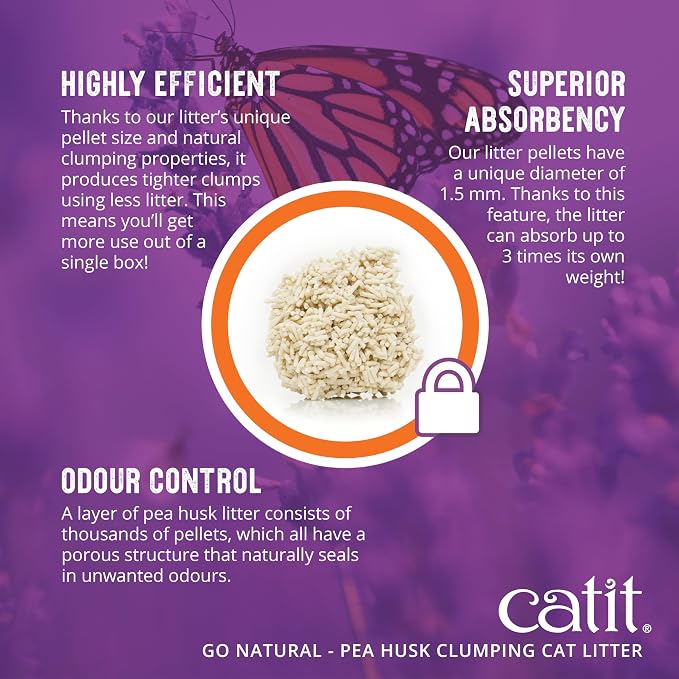 Catit Go Natural Pea Husk Clumping Cat Litter 12.3 lb, Natural (Pack of 2)