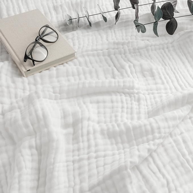 Comfy Cubs Adult Muslin Blanket 108x90” King Swaddle Blankets, White | 6 Layer Soft, Breathable & Lightweight Muslin Adult Blanket - Machine Washable & Designed in the US Bedding for All Seasons