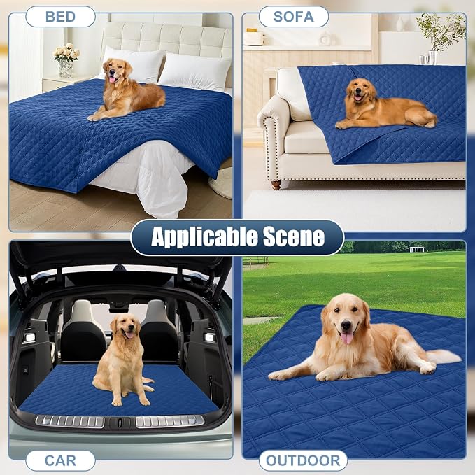 Smiry Waterproof Reversible Pet Couch Covers for Dogs | Pet Friendly, Soft Fabric, Washable Sofa Furniture Protector for Dogs Cat Kids, Checkered (40"x80", Navy/Navy)