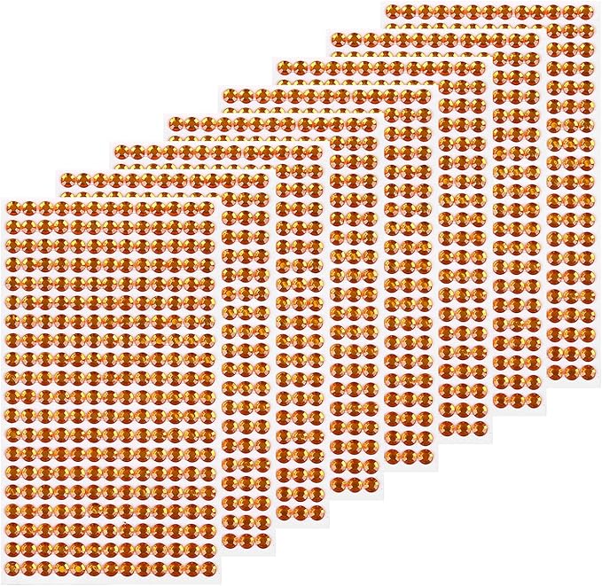 8 Sheets Rhinestone Stickers，3584 Pcs Gem Stickers for DIY Face Eyes Makeup Hair（Shallow Yellow-3/4/5/6mm）