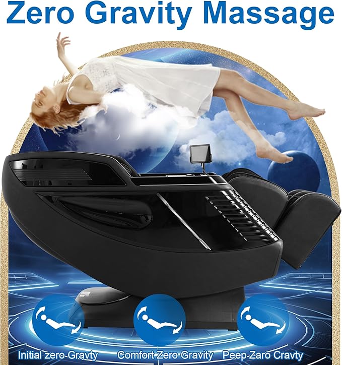 MERITLIFE 4D Massage Chair Full Body, Zero Gravity Dual SL-Track Power Shiatsu Massage Chair,Body Scan, Heating, 24 Auto Modes,Customized Massage(Dark Black)