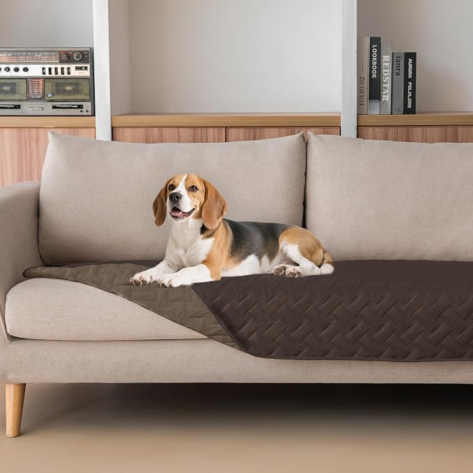 gogobunny 100% Double Sided Waterproof Dog Blanket Soft Pet Bed Cover Reversible Protect Furniture Couch Sofa Car for Puppy Cat (Dark Coffee/Light Coffee, 30x70 Inch (Pack of 1))