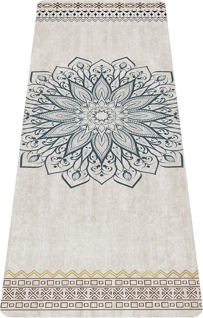 nuveti Printed Travel Yoga Mat-1/16 Inch Thick Non Slip Fitness Workout Mat with Carrying Bag, Foldable Lightweight Suede & Natural Rubber Yoga Mat for Yoga Pilates and Fitness 72" L x 24" W x 1.5mm