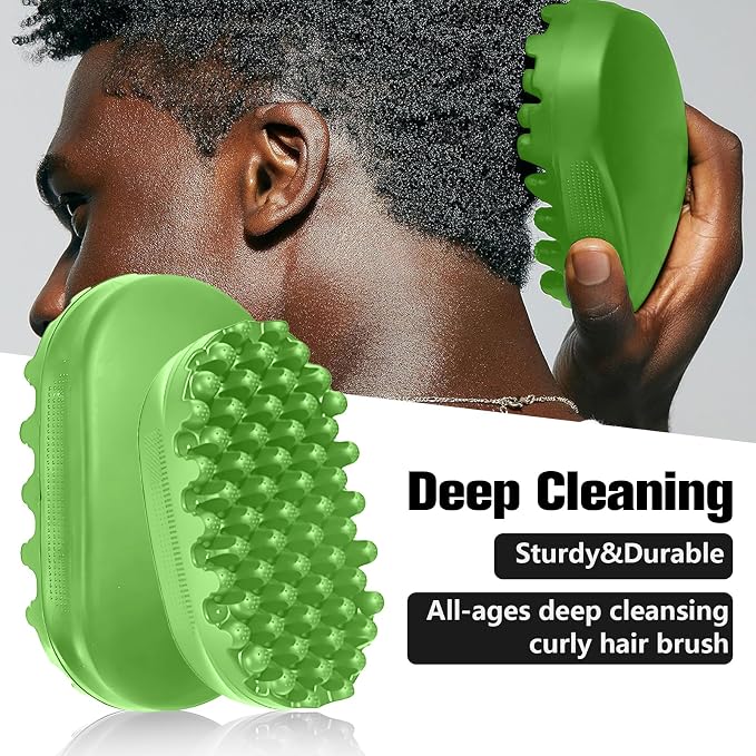 Rubber Curling Hair Brush，Premium Twist Tool for Afro Hair，Ideal for Curly, Coiled, 4C Hair，Quick & Easy Styling，Green
