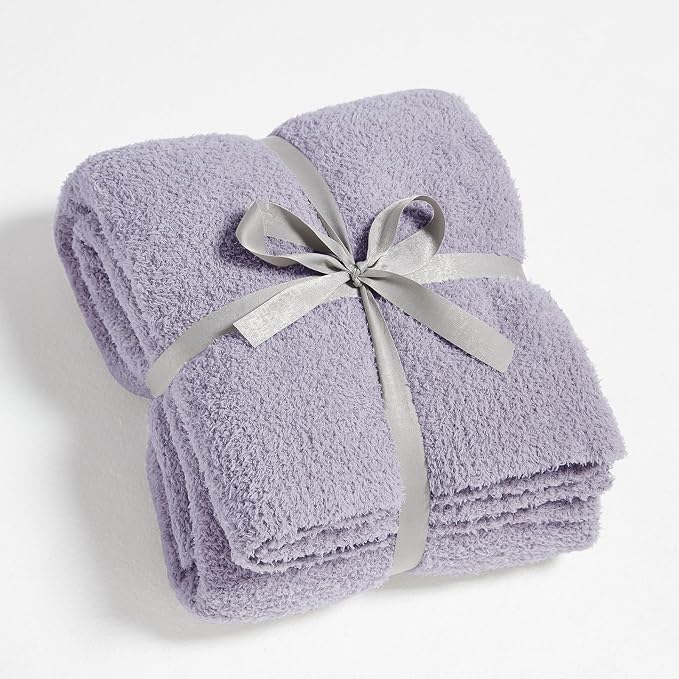 Knit Throw Blanket for Couch Purple - Super Soft Lightweight Plush Fuzzy Fluffy Cozy Blankets and Throws for Sofa Bed, 60 x 80 inches