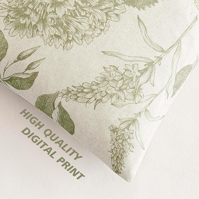 Foindtower Set of 2 Linen Floral Throw Pillow Covers Vintage Accent Print Decorative Cozy Cushion Covers Farmhouse Boho Home Decor for Sofa Chair Couch Bedroom Living Room,20×20 Inch,Light Green