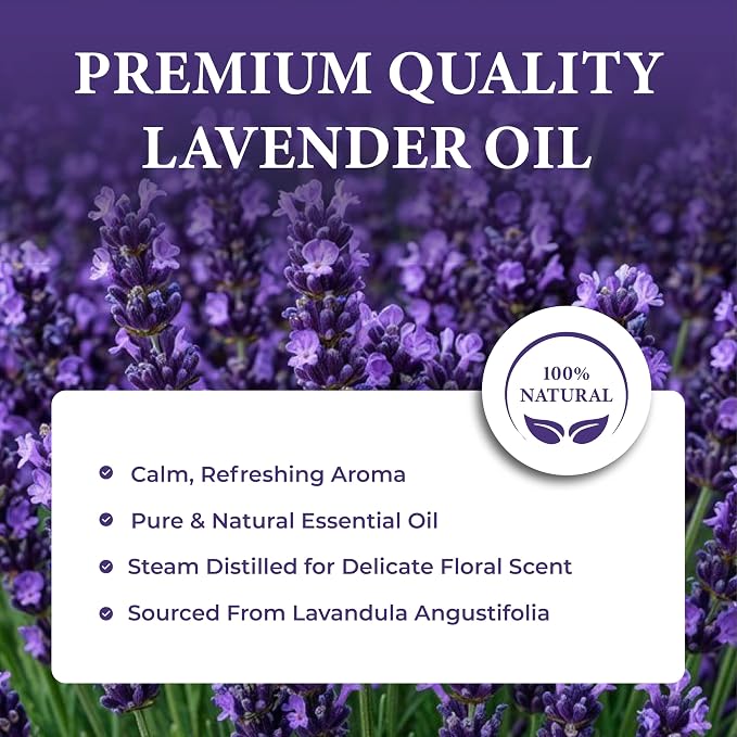Organic Lavender Essential Oil - Steam Distilled Lavandula Angustifolia, Flower Oil, Premium Floral Aroma Middle Note Oil for Aromatherapy, Skincare, Haircare and DIY Cosmetic Formulations - 1 Fl oz