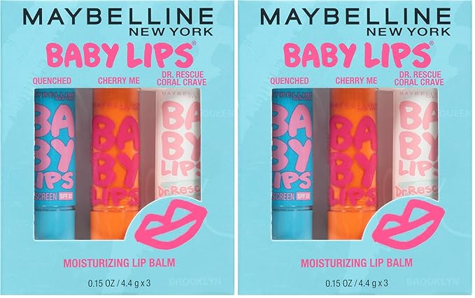 Maybelline New York Baby Lips Moisturizing Lip Balm,Lip Care Essentials,3 Shades,(Pack of 6)