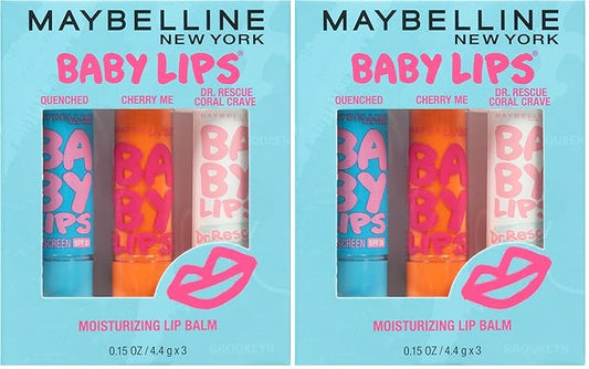 Maybelline New York Baby Lips Moisturizing Lip Balm,Lip Care Essentials,3 Shades,(Pack of 6)