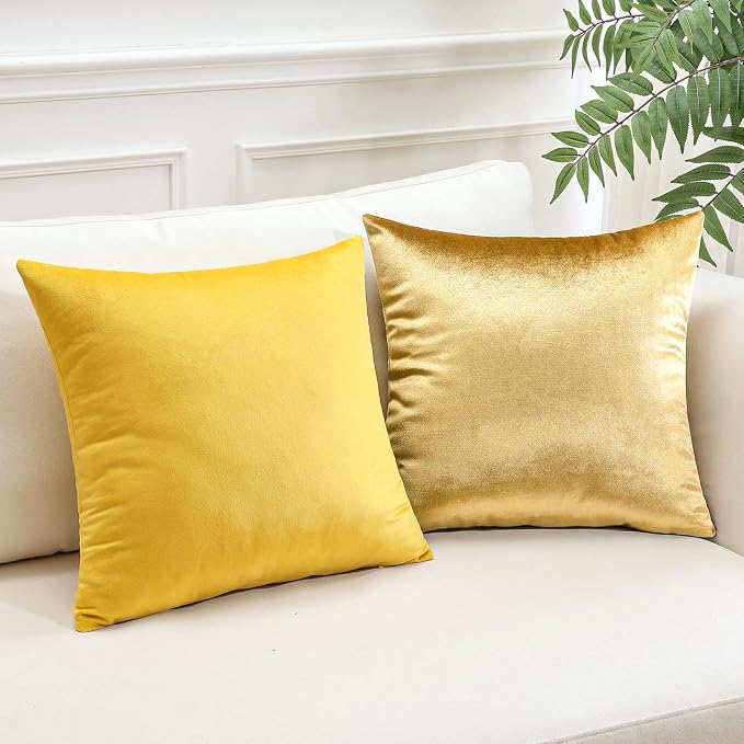 Artscope Luxury Velvet Pillow Covers Super Soft Decorative Rectangle Throw Pillow Covers Case Cushion Covers for Sofa Couch Bedroom Car Decor 18x18 Inch Shimmery Gold