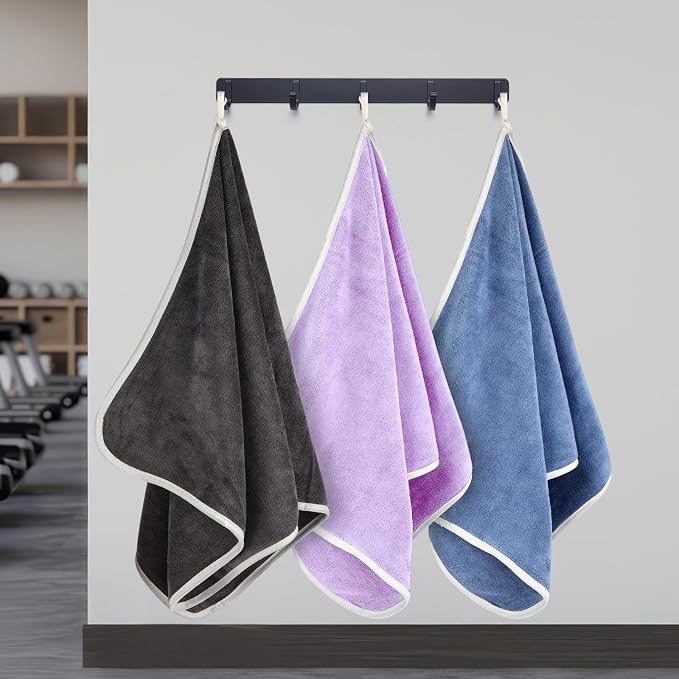 Hoiny 3 Pack Microfiber Gym Towels, Super Soft, Quick Drying, 14.2" x 30" | Absorbent Towel for Fitness, Yoga, Swimming, Sports, Workout, Skin-Friendly for Women Men