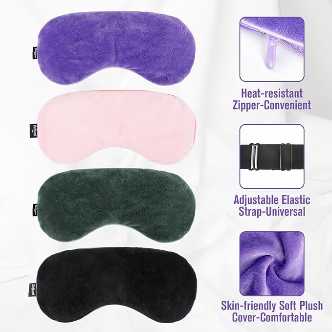BeHoomi Heated Eye Mask, Weighted Sleep Mask Warm Compress for Eyes, Cooling Eye Mask for Sleeping, Reusable Eye Masks for Home, Office, Hot and Cold for Eye Relaxation, Mothers Day Gifts (Purple)