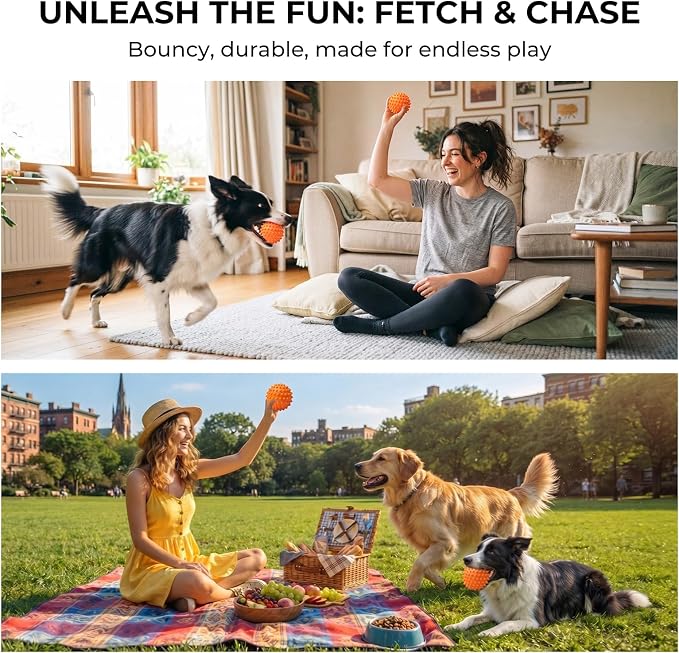Peanut Butter Flavored 2 Pack 3.5'' Squeaky Ball for Dogs, 25-80lbs