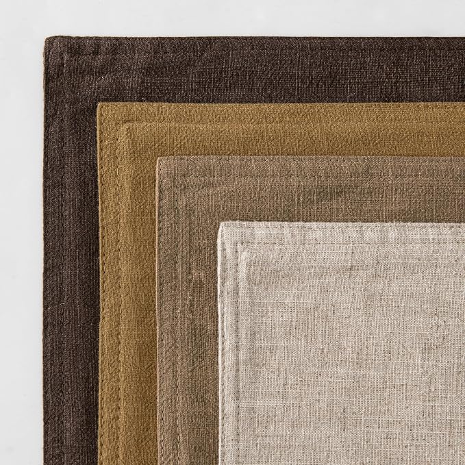MIULEE Neutral Gold/Brown Boho Linen Pillow Covers 20x20 Inch Pack of 4 | Natural Decorative Throw Pillow Covers, Soft Farmhouse Couch Pillowcases, Modern Decors for Living Room Bed Sofa