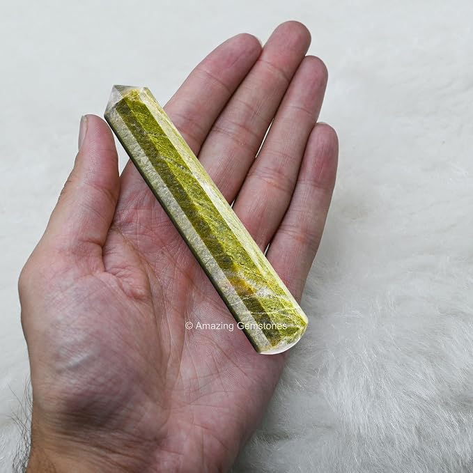Amazing Gemstone Vesuvianite Crystal Wand Massage Stick - Pelvic Wand Gua Sha for Adults - Crystals and Healing Stones Massage Wands for Adults Gifts (Pointed)