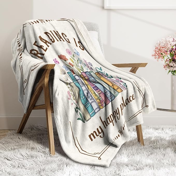 Book Lovers Gifts, Reading Blanket Gifts for Book Lovers | Unique Bookish Presents for Reader Bookworm on Birthday Christmas Soft Flannel Throw Blanket 80"x60"