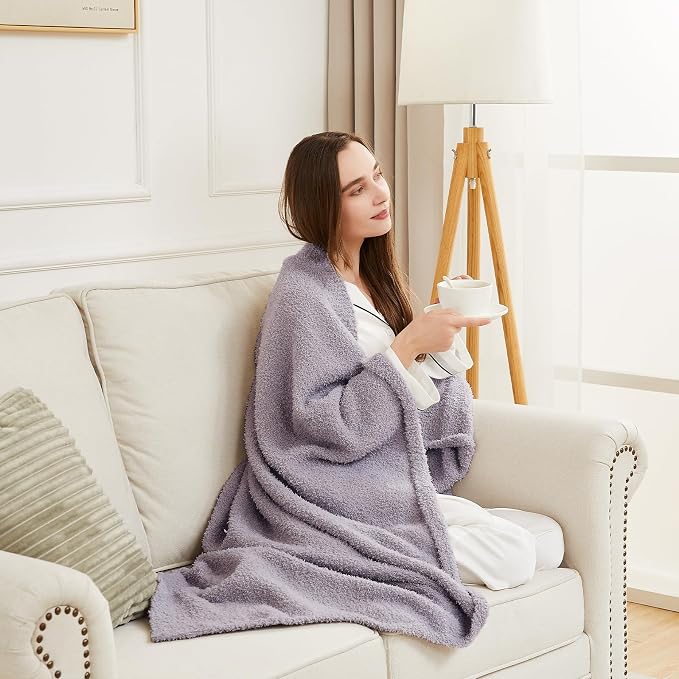 Knit Throw Blanket for Couch Purple - Super Soft Lightweight Plush Fuzzy Fluffy Cozy Blankets and Throws for Sofa Bed, 50 x 60 inches
