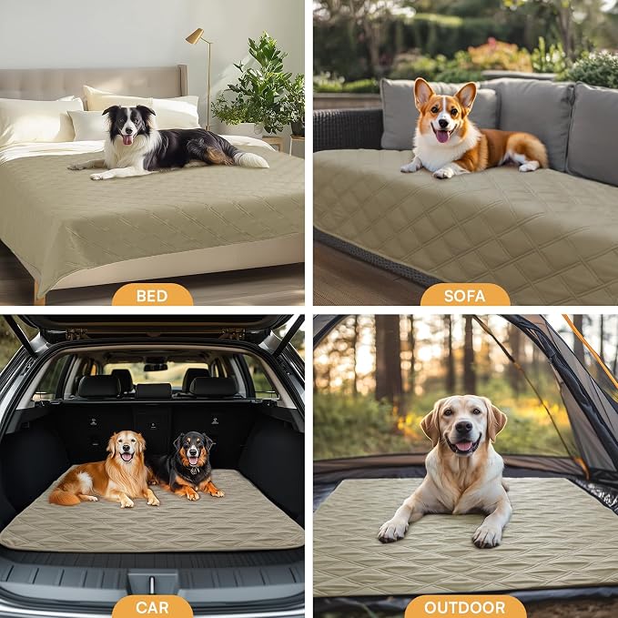 Luciphia Waterproof Couch Cover for Dogs, Non-Slip Pet Sofa Protector | Non-slip waterproof couch cover scratch-resistant machine washable protects sofa bed from spills fur, Taupe White, 68" x 82"