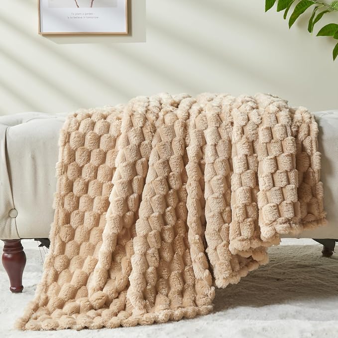 NEWCOSPLAY Fleece Clouds Cozy Throw Blanket for Couch, Brown, 50"x60" | Premium Silky Flannel Blanket, Soft Lightweight Fluffy Throw Blanket for Bed Sofa Decor, Gift for All Season Use
