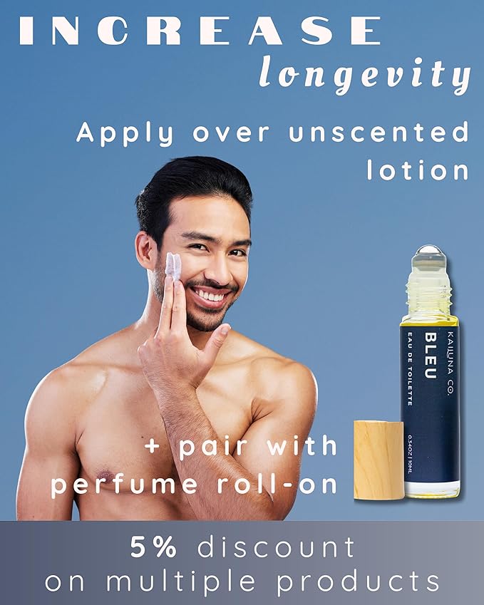 Kailuna Co. Bleu for Men Natural Hair & Body Mist Spray, Pure Essential and Fragrance Oils, Alcohol-Free, Handmade in California, 0.5Fl Oz