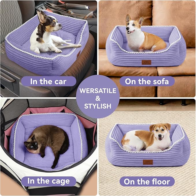 Zerbuger 25in Violet Rectangle Cat Dog Bed Machine Washable Sleeping Sofa | for Large Medium Small Pets Indoor Outdoor, Non-Slip Bottom Soft Puppy Bed Durable Orthopedic Calming Pet Cuddler