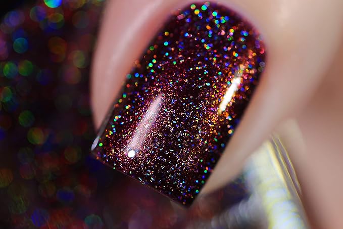 ILNP Bardot - Deep Mahogany Red Holographic Nail Polish