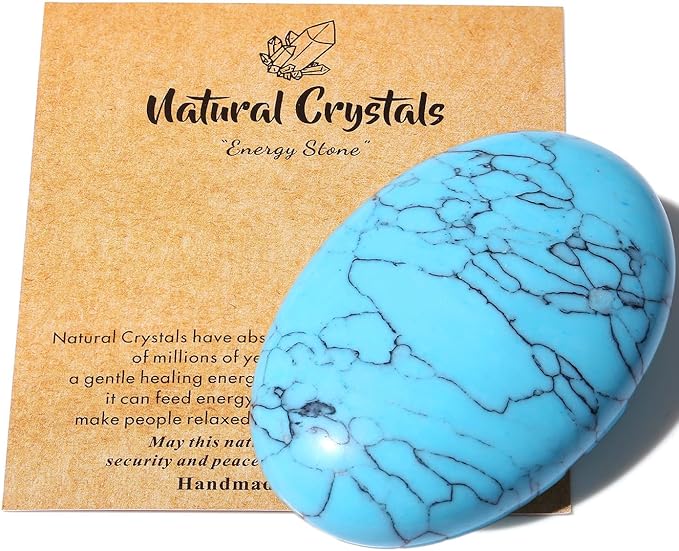 MAIBAOTA 2.4" Large Green Turquoise Crystal Stone Large Polished Palm Stone Healing Crystals 0.7" Thick Natural Reiki Gemstone Worry Stone Energy Balancing Anxiety Stress Relief Meditation 1 Pc