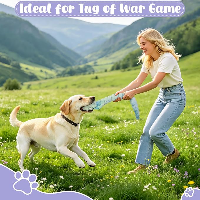 2 Pack No Stuffing Dog Squeak Toys, Soft Stuffless Plush Dogs Chew Toy for Medium Large Dogs, Durable Interactive Teething Toys for Puppies, Tug of War Game to Keep Them Busy, Best Birthday Gifts