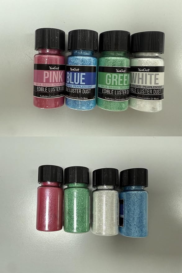 Edible Glitter Set, 4 Colors Luster Dust Edible Powder for Cake Decorating, Food Grade Vegan Edible Glitter for Drinks, Cocktails, Shimmering Glitters Food Coloring Powder for Chocolate(5g/Bottle)