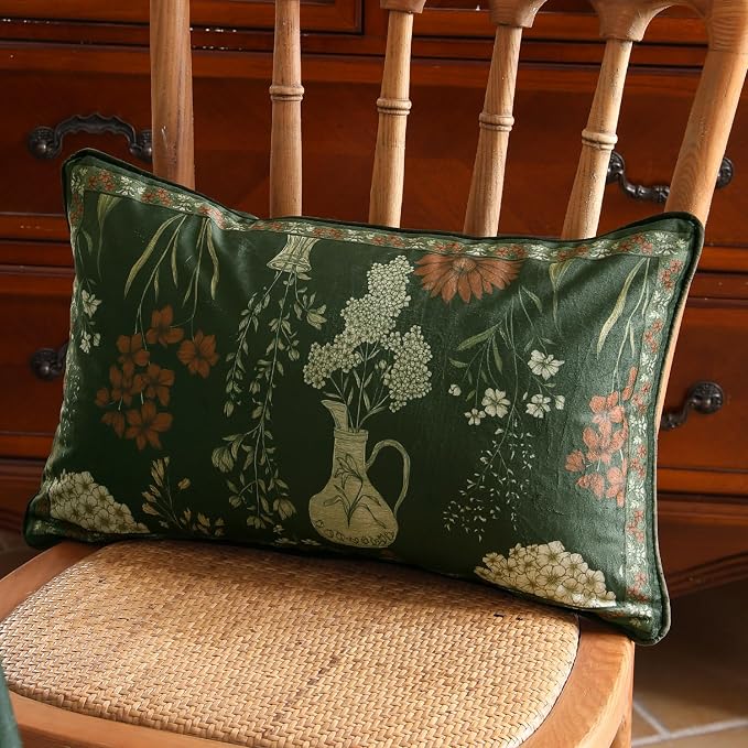 Designer Vintage Velvet Throw Pillow Cover,20"x12"-Nocturne | Pillow Cover,Concealed Zipper Design,Dragonfly Pattern,Sofas,Bedroom,Living Room,Lounge Chairs,All Season Home Decor