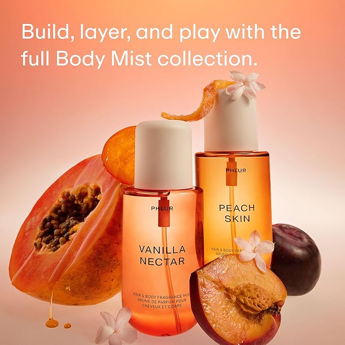 PHLUR Vanilla Nectar Body Mist, 8 Fl Oz - Hair and Body Perfume for Women, Creamy Vanilla Perfume Body Spray with Papaya, Apricot and Honeyed Amber Fragrance