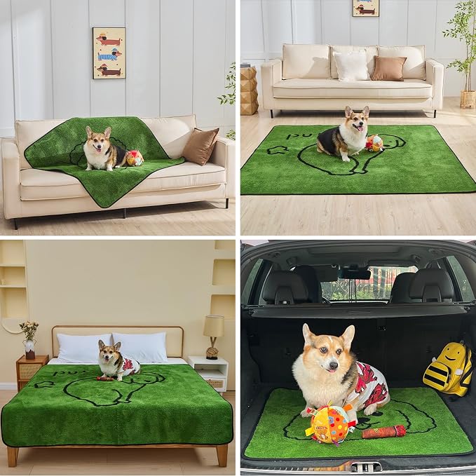 Reusable Puppy Pads , Washable Pee Pads for Dogs 48" x 48" 2 Pack | Super Absorbent & Leakproof Potty Training Pads, Plush Grass-Look With Non-Slip Backing For Crates, Playpens & Small Pets